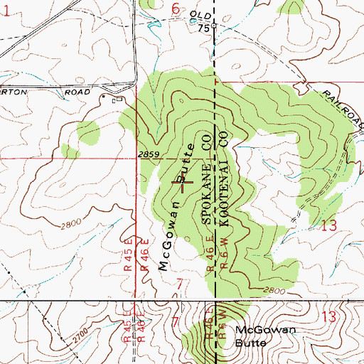 Topographic Map of McGowan Butte, WA