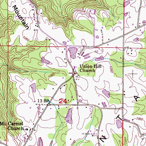 Topographic Map of Union Hill, AL