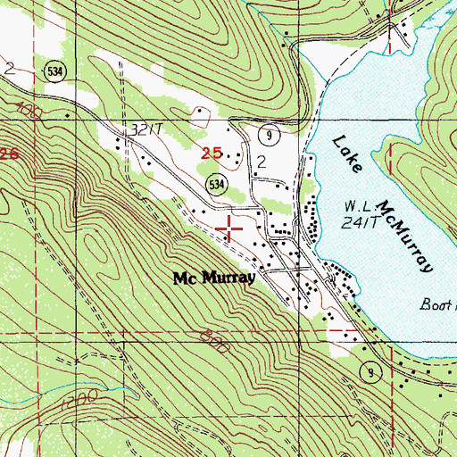 Topographic Map of McMurray, WA