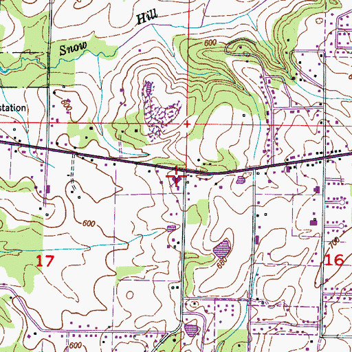 Topographic Map of West Hartselle Baptist Church, AL