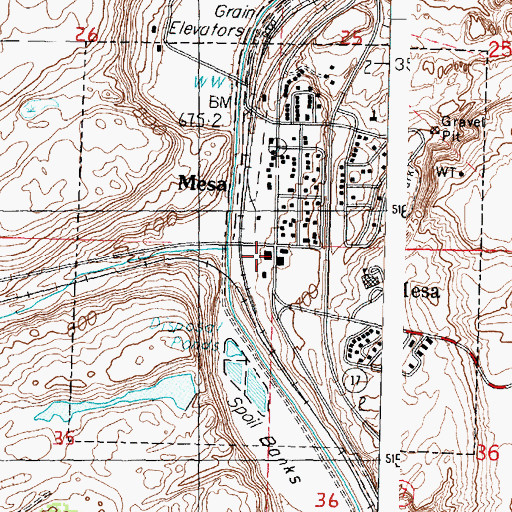 Topographic Map of Mesa, WA