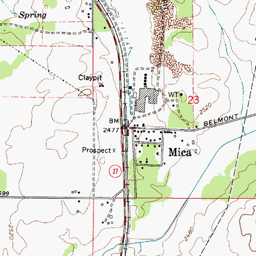 Topographic Map of Mica, WA