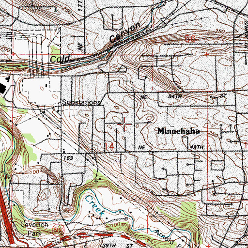 Topographic Map of Minnehaha, WA