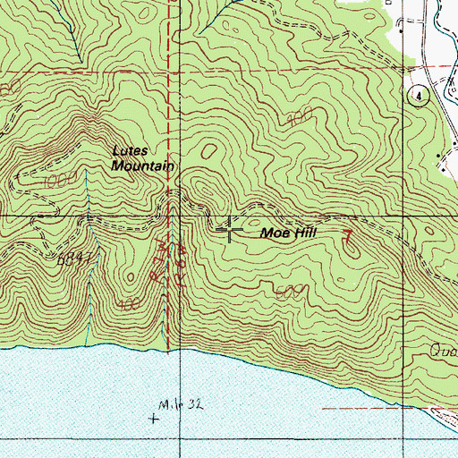 Topographic Map of Moe Hill, WA