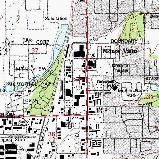 Topographic Map of Monta Vista, WA