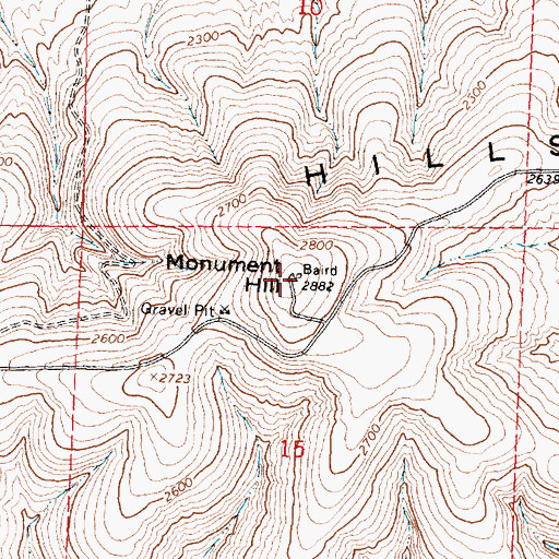 Topographic Map of Monument Hill, WA