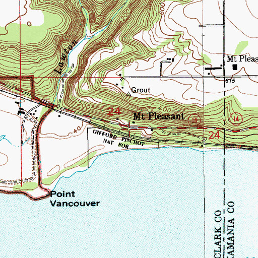 Topographic Map of Mount Pleasant, WA