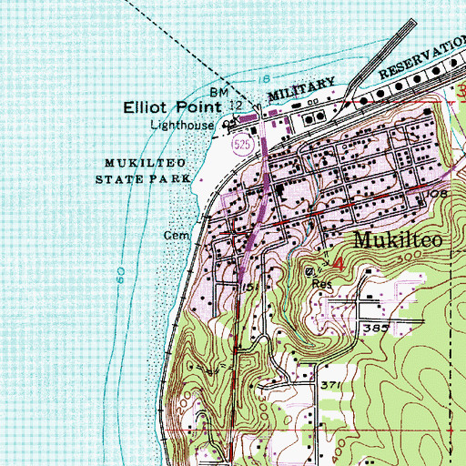 Topographic Map of Mukilteo, WA