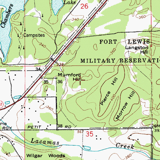 Topographic Map of Mumford Hill, WA