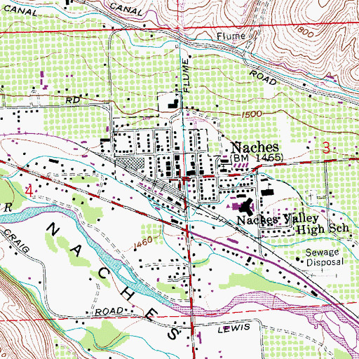 Topographic Map of Naches, WA