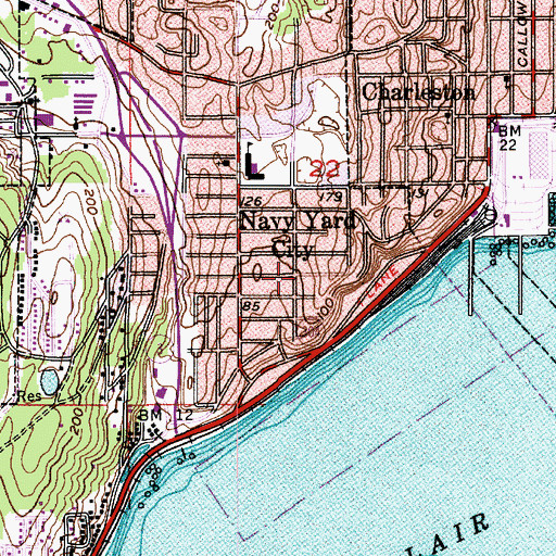 Topographic Map of Navy Yard City, WA
