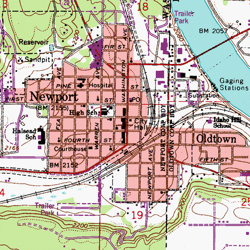 Topographic Map of Newport, WA