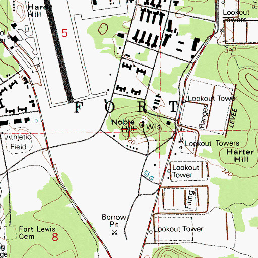 Topographic Map of Noble Hill, WA
