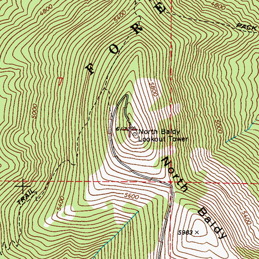Topographic Map of North Baldy, WA