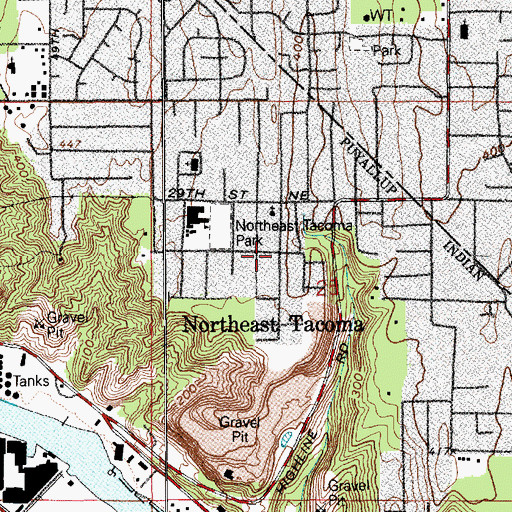 Topographic Map of Northeast Tacoma, WA