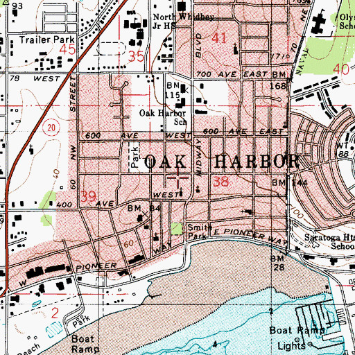 Topographic Map of Oak Harbor, WA