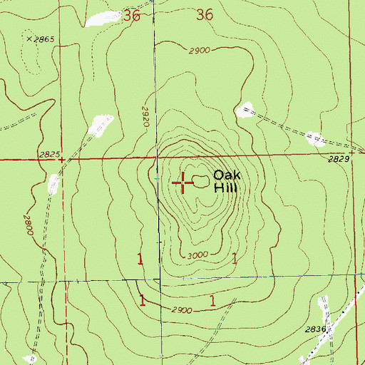 Topographic Map of Oak Hill, WA