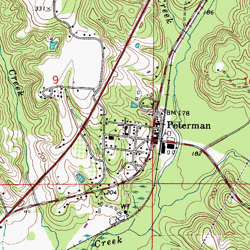 Topographic Map of Peterman Baptist Church, AL
