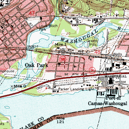 Topographic Map of Oak Park, WA