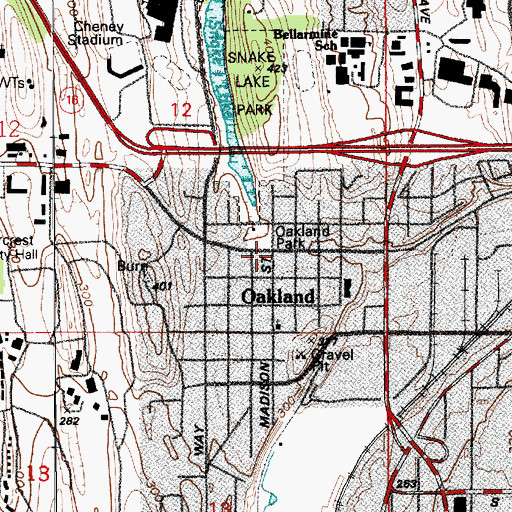 Topographic Map of Oakland, WA