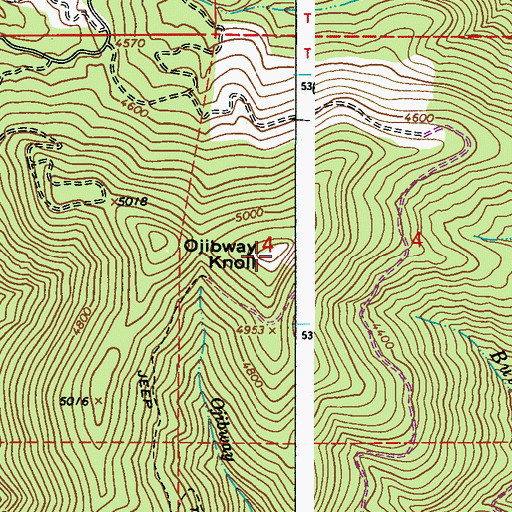 Topographic Map of Ojibway Knoll, WA