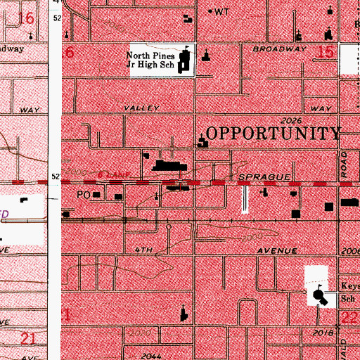 Topographic Map of Opportunity, WA
