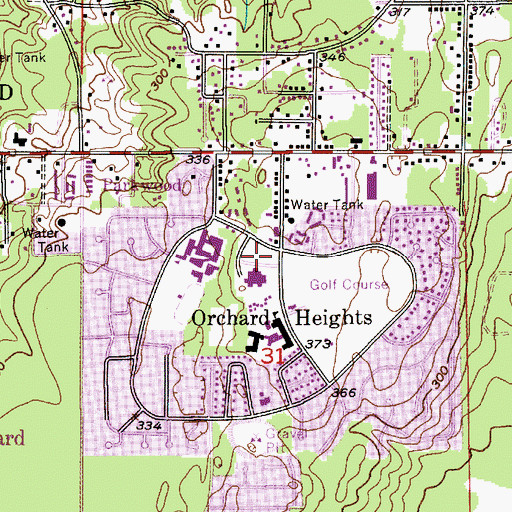 Topographic Map of Orchard Heights, WA