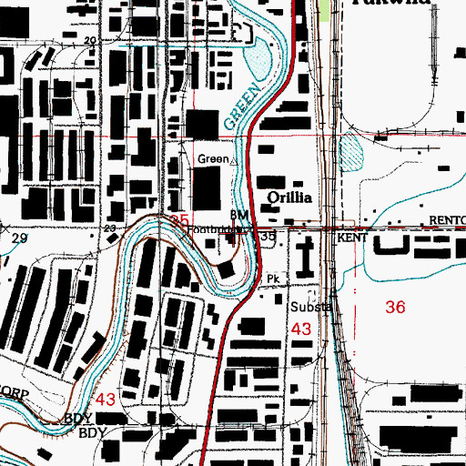 Topographic Map of Orillia, WA