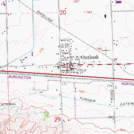 Topographic Map of Outlook, WA