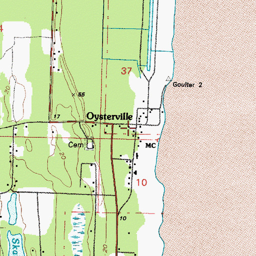 Topographic Map of Oysterville, WA