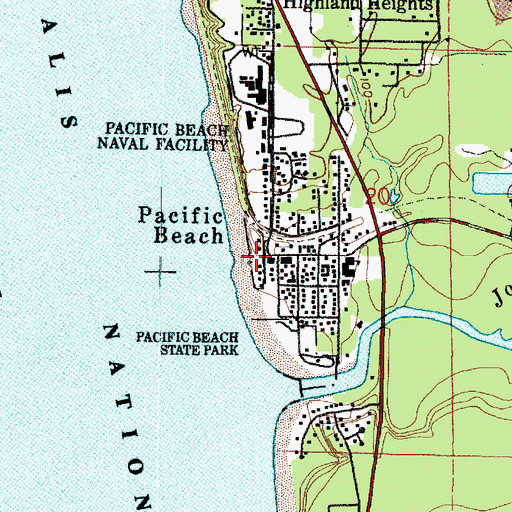 Topographic Map of Pacific Beach, WA