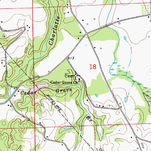 Topographic Map of Cedar Grove Cemetery, AL