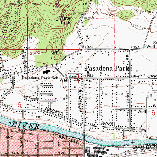 Topographic Map of Pasadena Park, WA