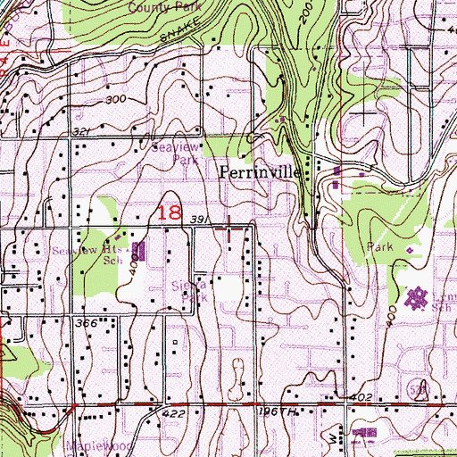 Topographic Map of Perrinville, WA