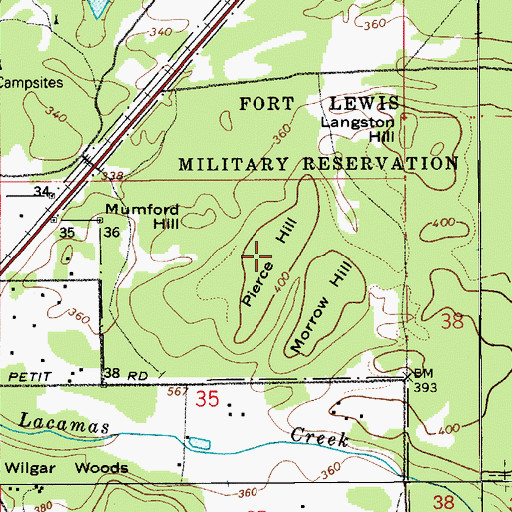 Topographic Map of Pierce Hill, WA