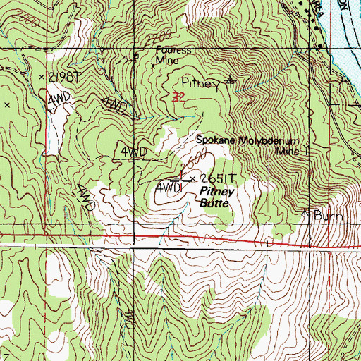 Topographic Map of Pitney Butte, WA