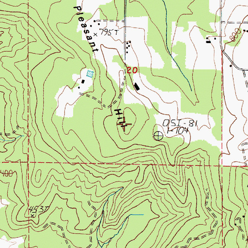 Topographic Map of Pleasant Hill, WA