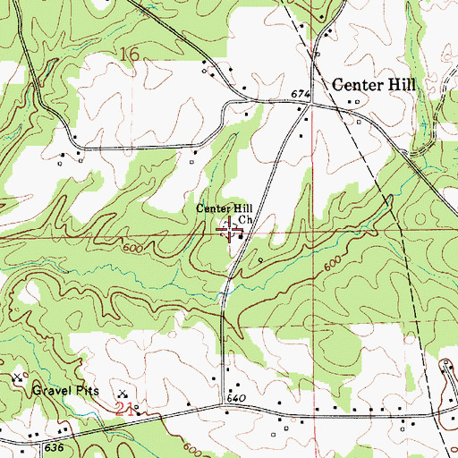 Topographic Map of Center Hill Cemetery, AL