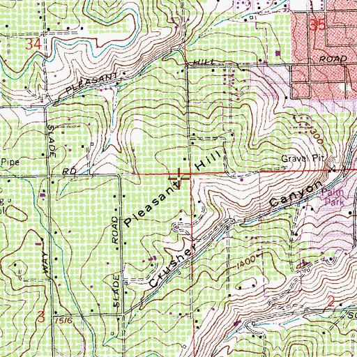 Topographic Map of Pleasant Hill, WA
