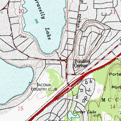 Topographic Map of Ponders Corner, WA