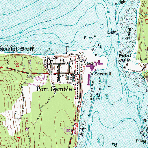 Topographic Map of Port Gamble, WA