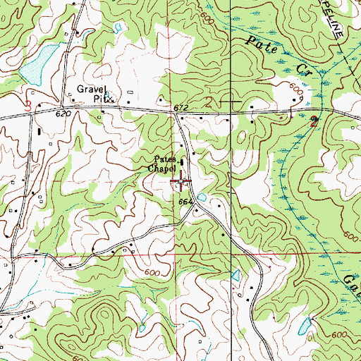 Topographic Map of Pates Chapel Cemetery, AL
