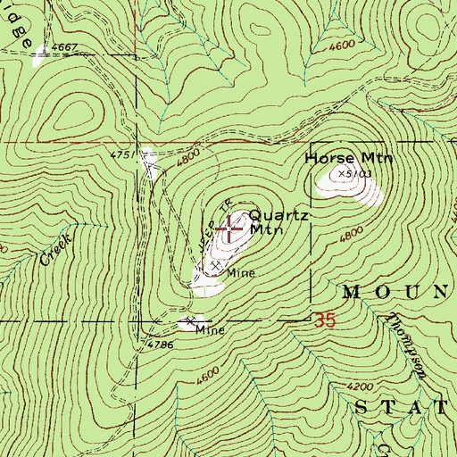 Topographic Map of Quartz Mountain, WA