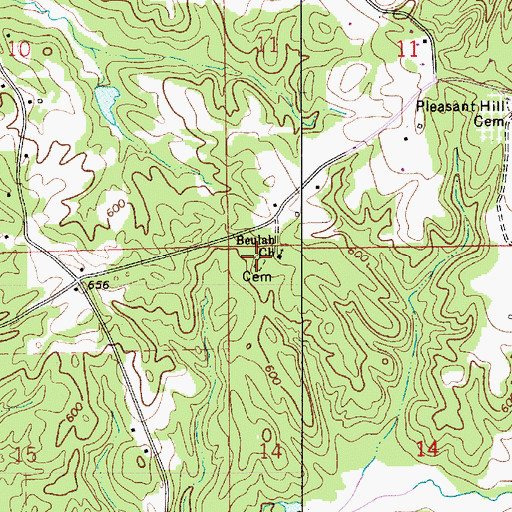 Topographic Map of Beulah Cemetery, AL
