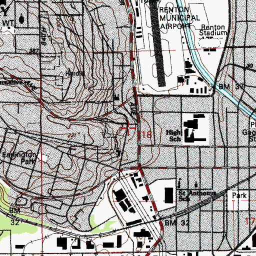 Topographic Map of Renton, WA