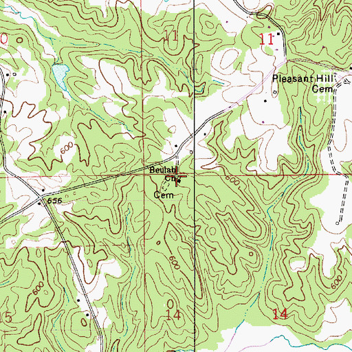 Topographic Map of Beulah Church, AL