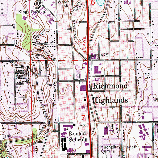 Topographic Map of Richmond Highlands, WA