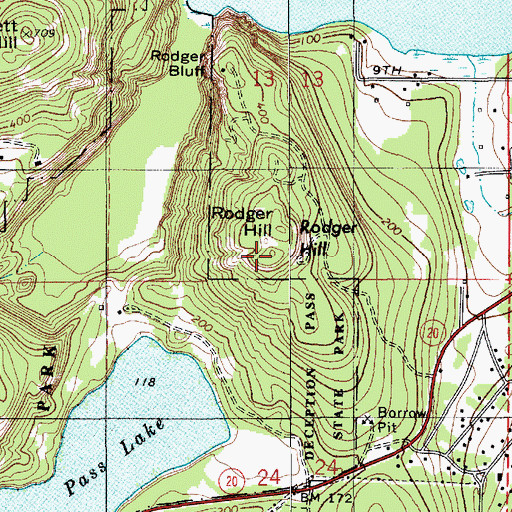 Topographic Map of Rodger Hill, WA