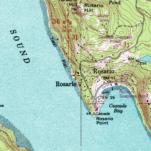 Topographic Map of Rosario, WA