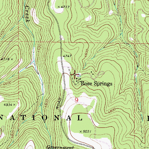 Topographic Map of Rose Springs, WA